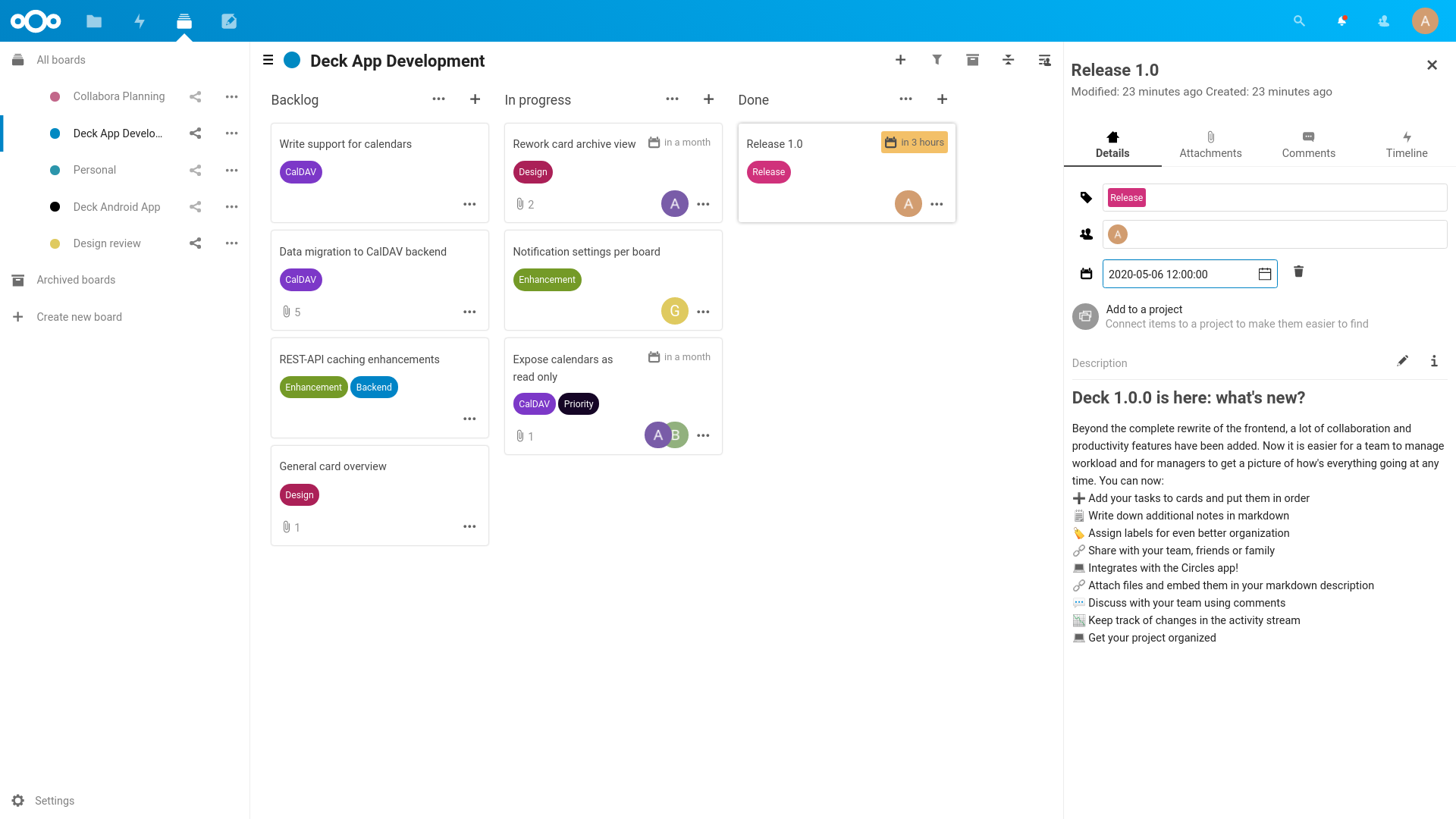 Nextcloud Deck Kanban Gestion de projet cloud Zaclys